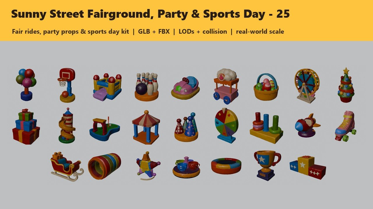 Sunny Street Fairground, Party & Sports Day - cover render of every body in the pack