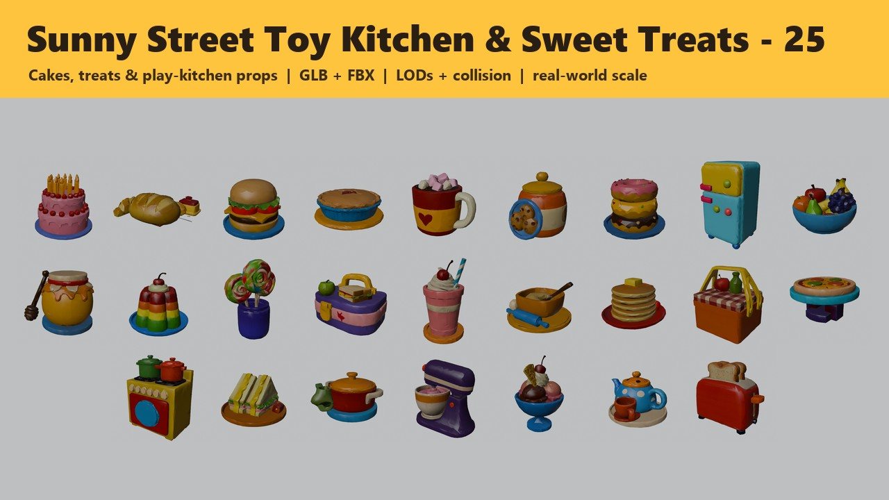 Sunny Street Toy Kitchen & Sweet Treats - cover render of every body in the pack