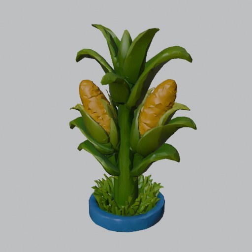 Corn Stalk Clump - four angles