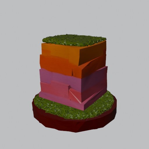 Grassy Cliff Chunk - four angles