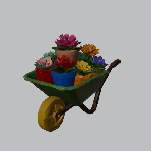 Wheelbarrow Flowers - four angles