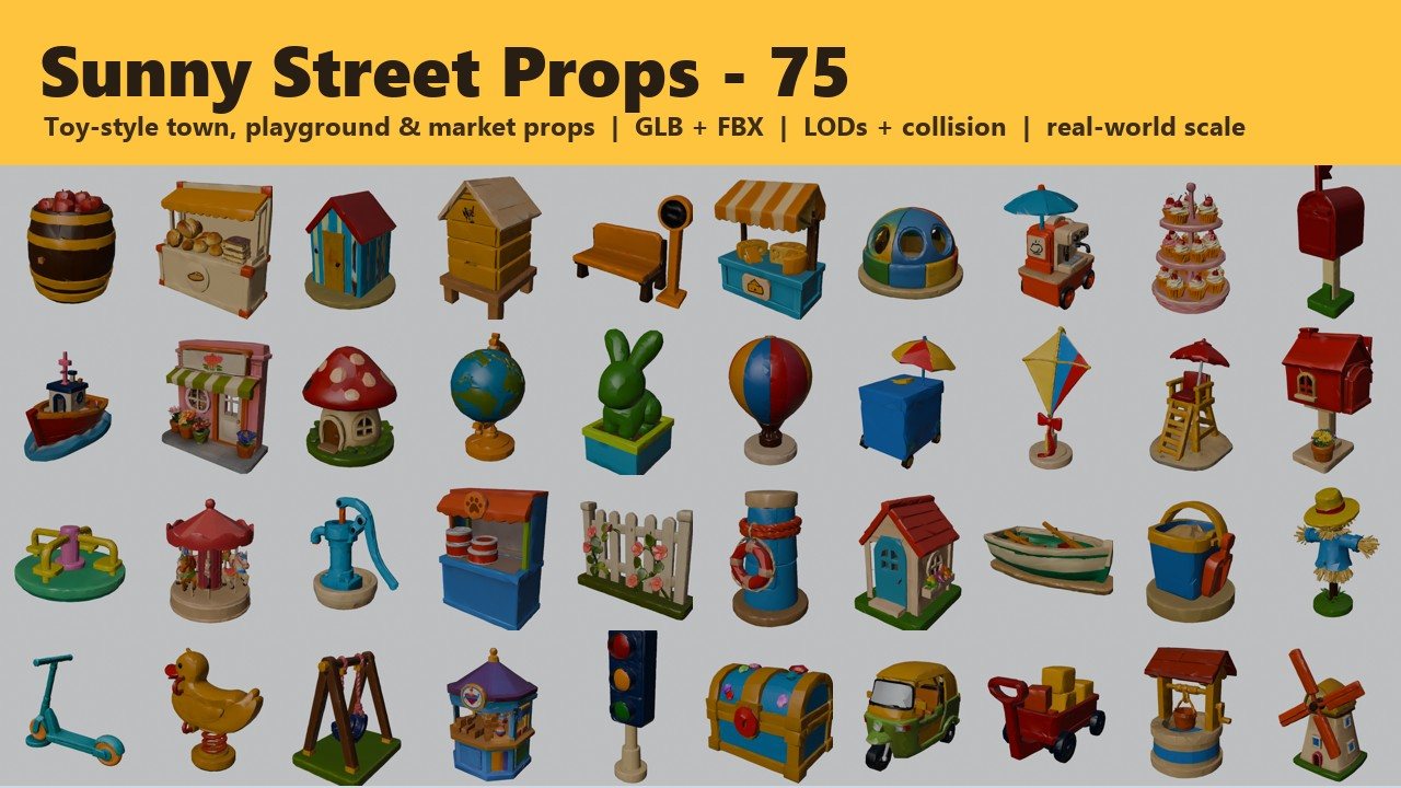 Sunny Street Props - cover render of every body in the pack