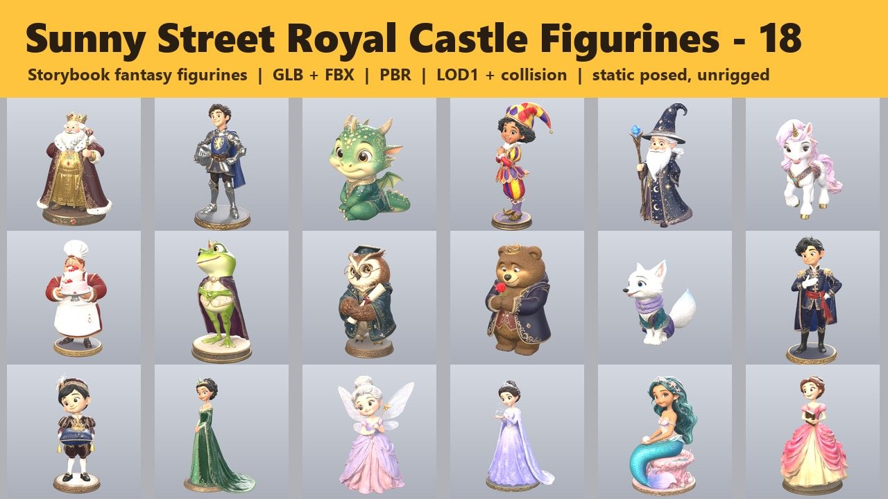 Sunny Street Royal Castle Figurines (18) - cover render of every body in the pack