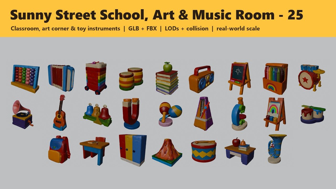 Sunny Street School, Art & Music Room - cover render of every body in the pack