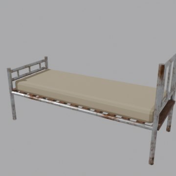 Jail bed and mattress - front view