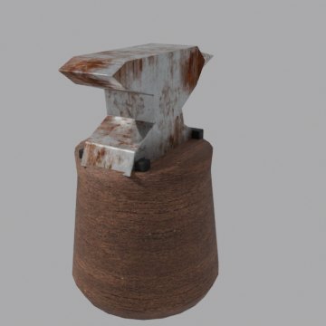 Anvil on stump - front view