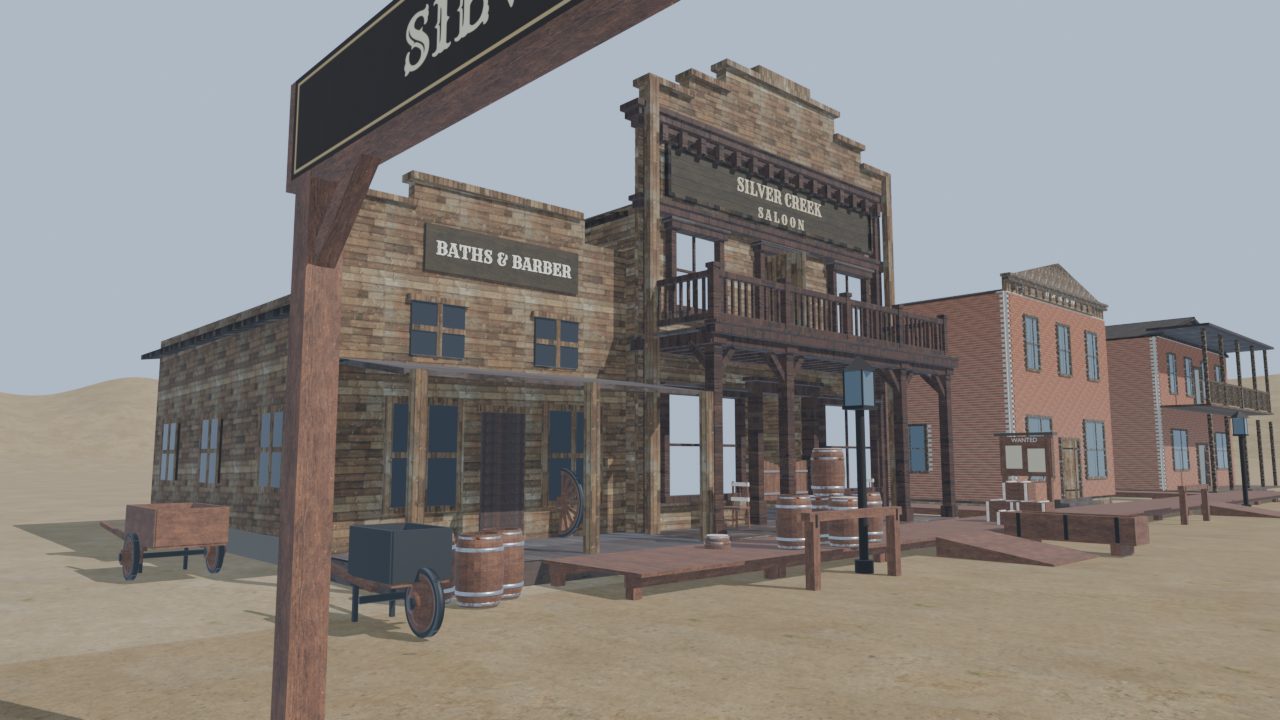 Silver Creek Town Kit - Western Town, 122 Certified Props and 10 Posed Figures - The town